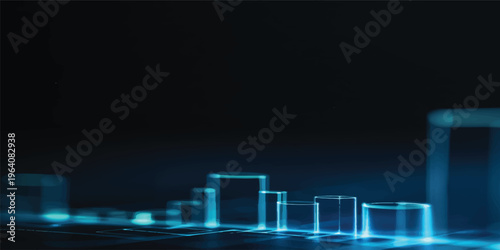 Abstract blue digital background with alpha channel featuring a glowing network pattern and vector data illustration for technology and business motion graphics