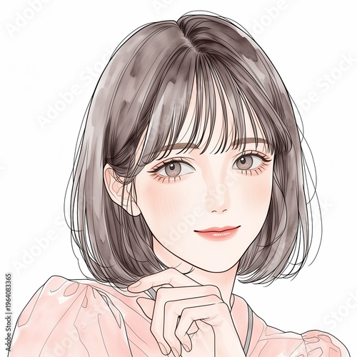 ふんわりとした雰囲気の黒髪カジュアル女子, Generative AI