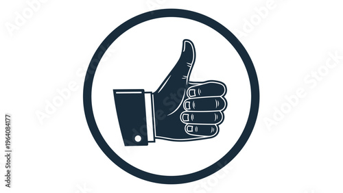 Hand showing thumbs up gesture in circle as symbol of approval and positive feedback isolated on white background.