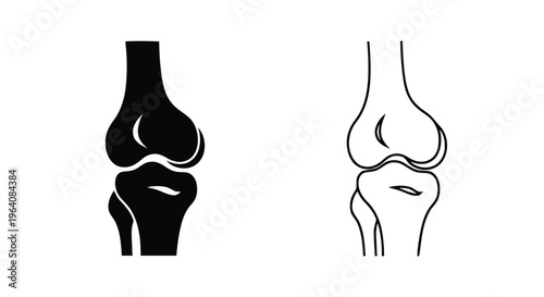 Vector illustration of human knee joint icon set, anatomical structure of the leg bones