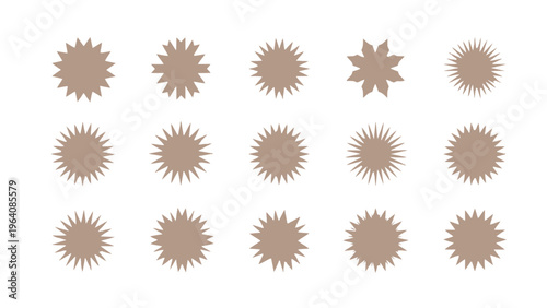 sunburst collection of diverse starburst shapes badge icons and promotion stickers ideal for sale labels and graphic design elements.