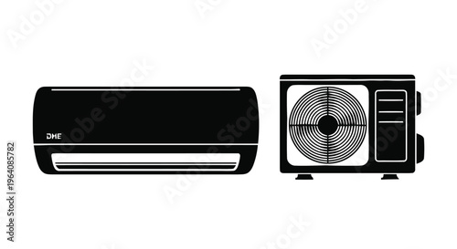 Vector illustration of split system air conditioner indoor and outdoor unit icon