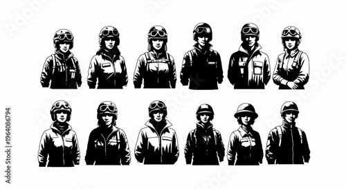 Collection of Diverse Military and Tactical Personnel Illustrated in a Professional Vector Graphic Style