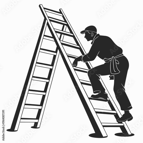 man climbing ladder