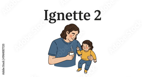 A father holding his daughter and a cup of coffee, a moment of gentle connection and warmth shared between parent and child