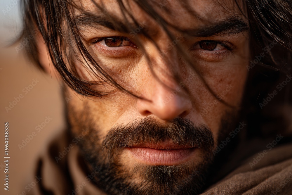 Obraz premium Captivating gaze of Barnabas in a sunlit desert