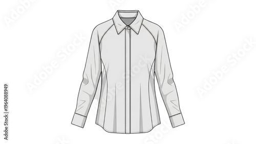Vector CAD design style illustration of a shirt with collar and cuffs