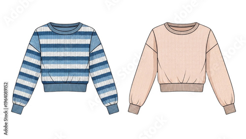 Vector illustration of two sweaters in modern design style side by side