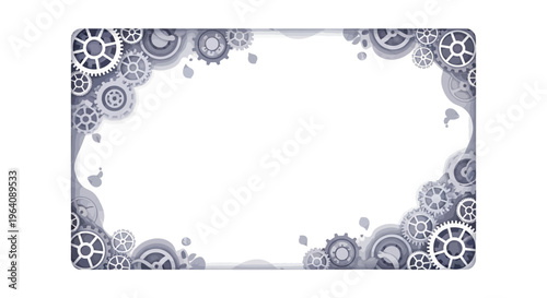 Steampunk Gear Border Frame - Vintage Mechanical Cogwheels and Clockwork Elements
