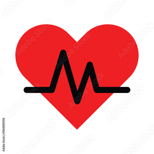 Heartbeat Pulse Flat Color Icon Vector Illustration Design