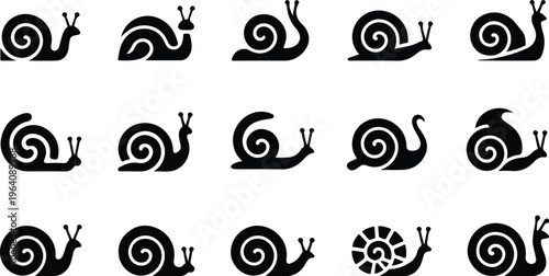 Snail Silhouette Icon Collection Set