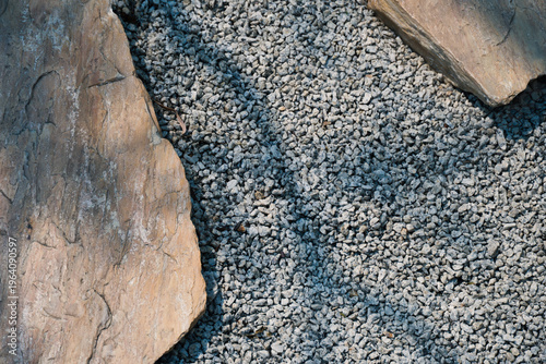 gray rock with shadow of tree branch background 