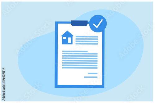 House real estate contract, business loans, home lease, rent and mortgage, home property investment vector illustration