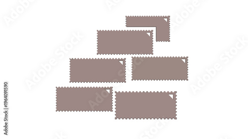 postage stamps and blank perforated paper frames isolated on a white background perfect for creative design projects and mockups
