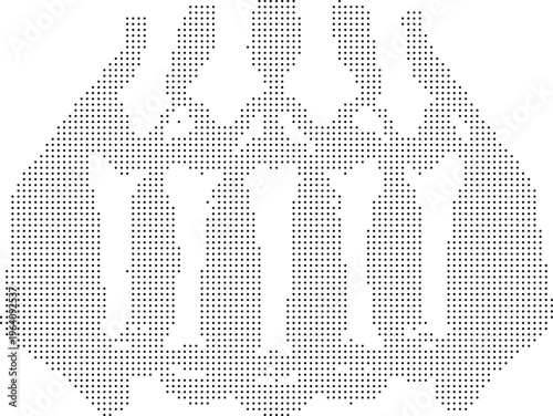 Castle structure pixeleted bitmap dither halftone dotted pattern vector graphic resource isolated