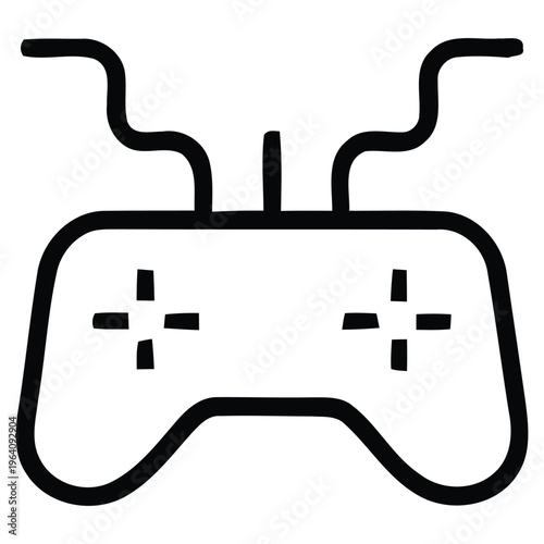 Simple black and white line drawing of a video game controller with handles