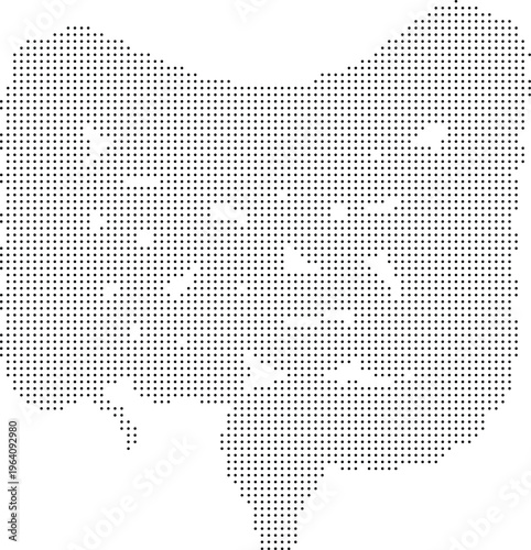 Colon map pixeleted bitmap dither halftone dotted vector illustration isolated white