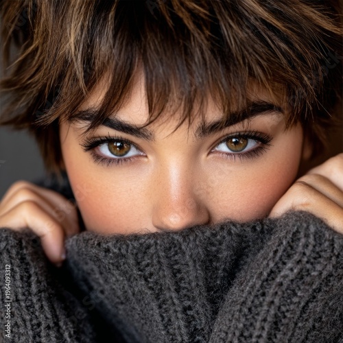 Expressing emotions through cozy knitwear in soft light