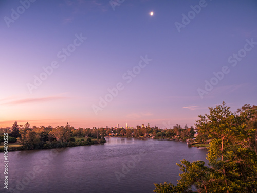Brisbane City Over the River under Moonlight