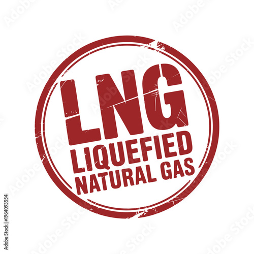 A red LNG liquefied natural gas stamp on a white background