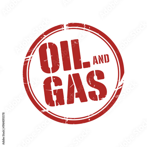 A red oil and gas stamp on a white background