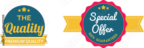 Premium quality and special offer promotional badges for products or services