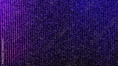 Photography Digital glitch art with purple and blue pixelation background