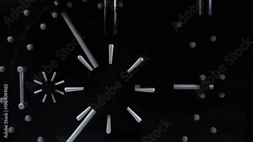 Massive bank vault door with metal locking mechanism and steel bolts close up symbol of security protection finance and safety strong secure storage concept