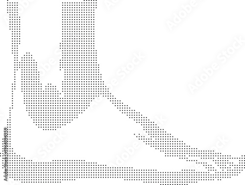 Footwear shoe pixeleted bitmap dither halftone dotted vector isolated on white