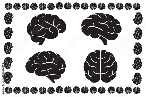 Illustration of human brains in various orientations