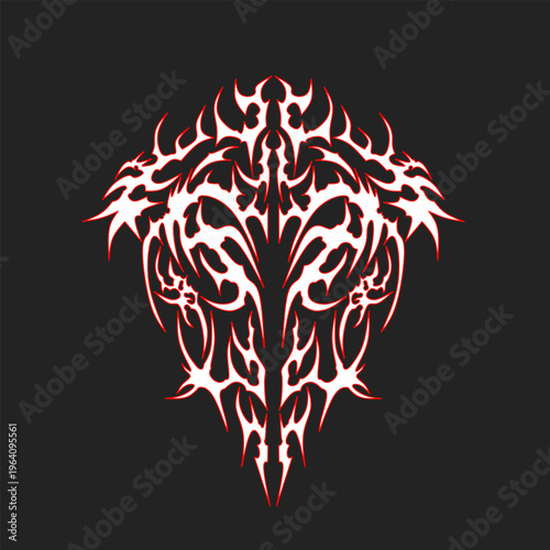 Gothic neo sigil style vector tattoo design with a dark aesthetic, suitable for streetwear and apparel design.