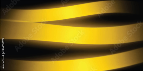 An abstract golden background features a flowing wave design with orange and yellow light gradients, creating a textured vector wallpaper illustration with elegant motion lines and curved shapes