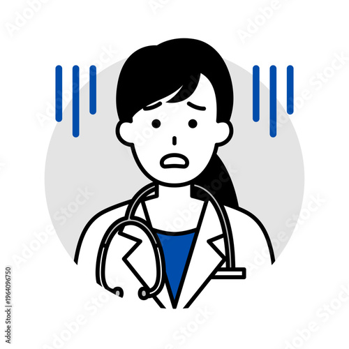 女性医師のアイコン（がっかり）