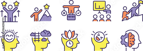 Illustrations of personal development and cognitive growth concepts