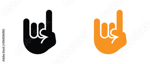 Rocks on hand horns icon, rocks hand icon set, Rock Hand Gesture symbol, punk horns rocks hand icon set.
