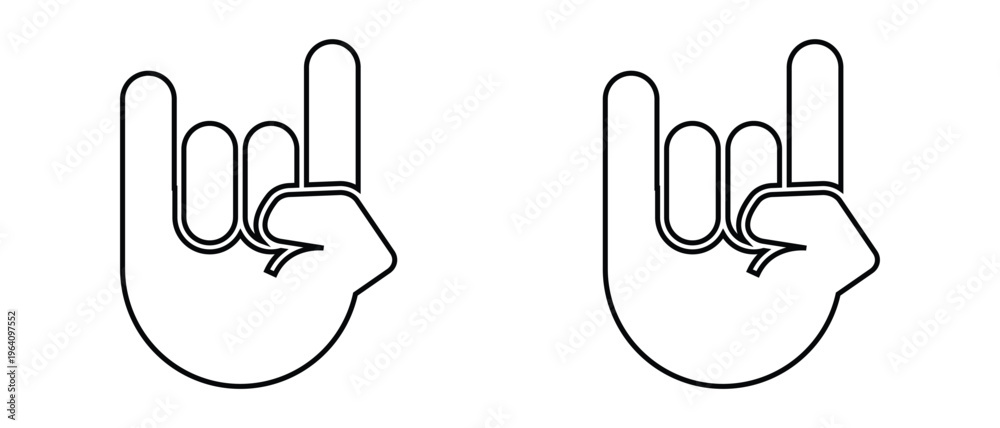 Fototapeta premium Rocks on hand horns icon, rocks hand icon set, Rock Hand Gesture symbol, punk horns rocks hand icon set.