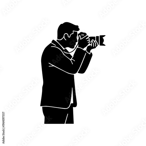 Professional photographer silhouette holding a DSLR camera