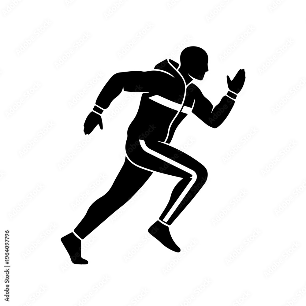 Obraz premium Silhouette of a Running Athlete in Tracksuit Icon