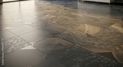 New floor tiles concept. Ceramic tile on the floor 3d rendering