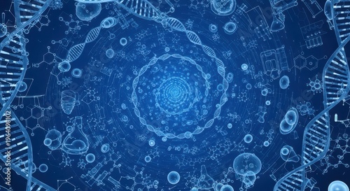 Chemistry and Medical abstract blue background . 3d rendering