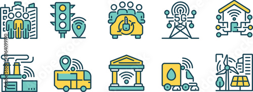 Illustrations of smart city and technology integration concepts