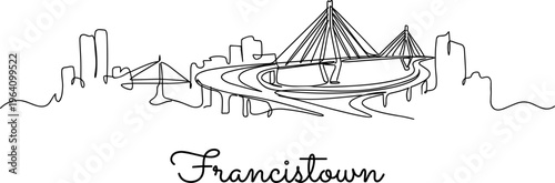 Francistown Botswana city skyline single line drawing minimalist vector illustration