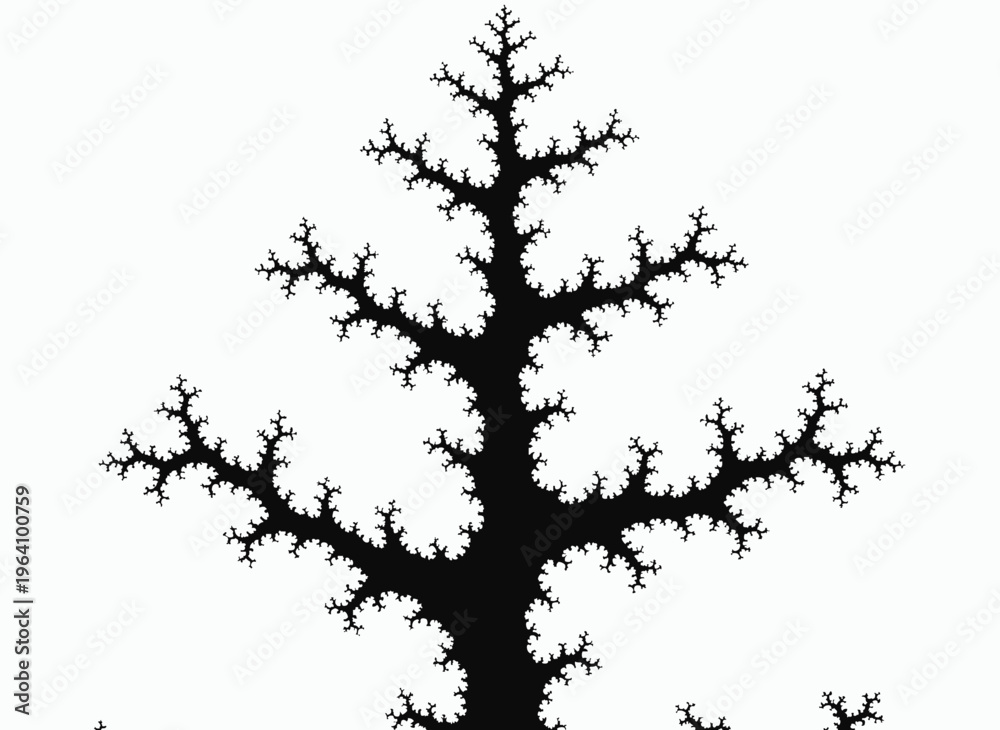 Fototapeta premium Intricate Fractal Silhouette: A mesmerizing fractal design unfolds, a striking interplay of complexity and elegance. Its intricate branches and patterns evoke a sense of mathematical beauty.