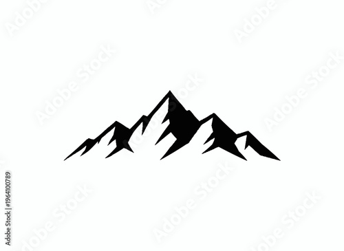 Majestic Mountain Silhouette: A striking silhouette of a mountain range, evoking a sense of adventure and the grandeur of nature, perfect for a logo or design element. 