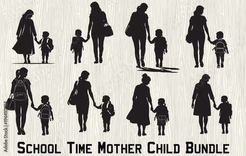 Isometric Back to School. Parents with their children schoolchildren. Children are going to school for the first time holding their parents' hands. flat design style vector illustration. 