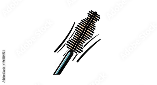 a black mascara brush with blue handle.