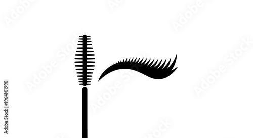 Mascara brush and false eyelash illustration.