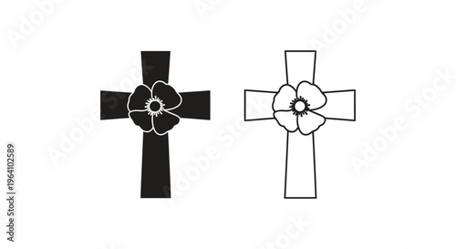 Cross, Celtic cross, flower cross, icon set