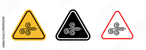 Wind warning sign in flat style. Basic vector symbol illustration