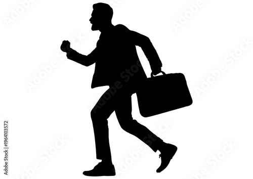 走るビジネスマンのシルエット